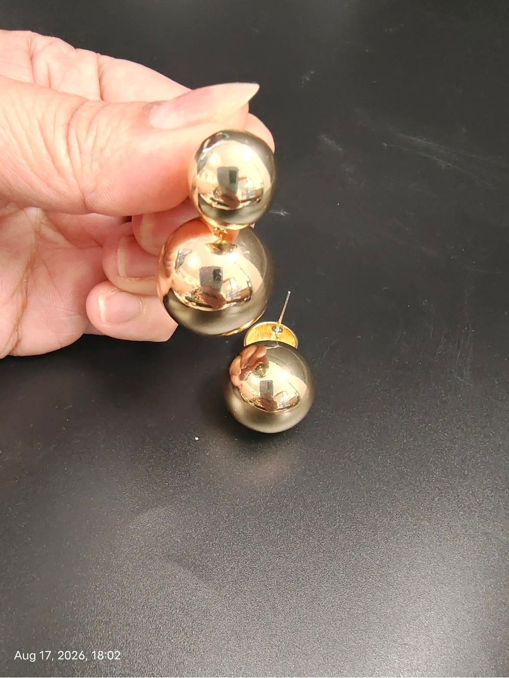 NWOT Nordstrom Gold Double Ball Drop Earrings - Women Jewelry - Picture 3 of 3